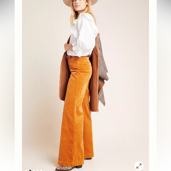 Paige Sutton High-Rise Flare Corduroy Pants in Autumn Rust - Picture 3 of 5